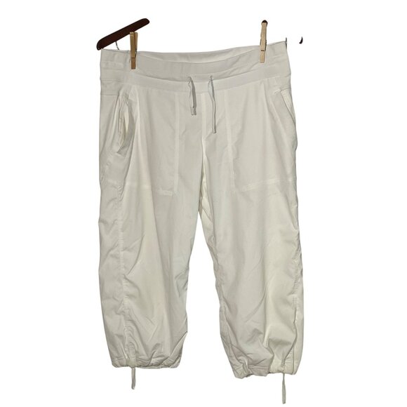 Lululemon Studio Crop Lined Pants Sz 10  LW6630S Drawstring Leg White Athletic - Picture 1 of 9
